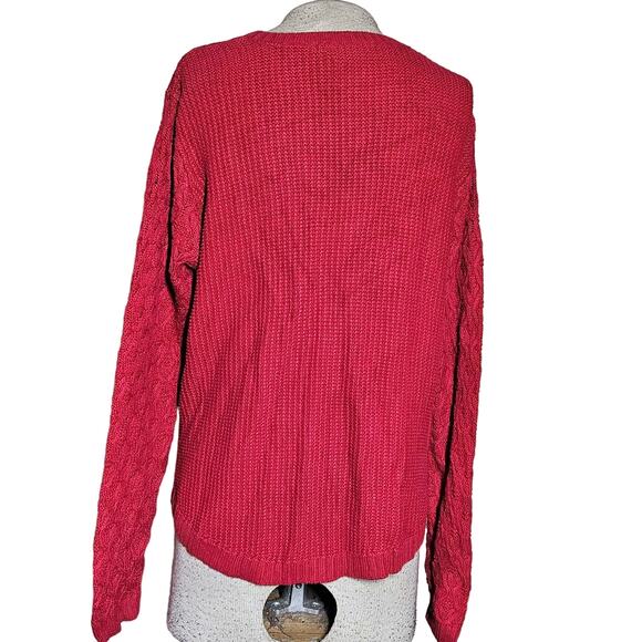 Red Cotton Sweater Size Large - Picture 2 of 3
